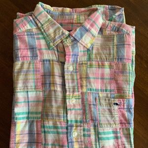 Vineyard Vines Short Sleeve Button Down Madras Plaid Tucker Shirt